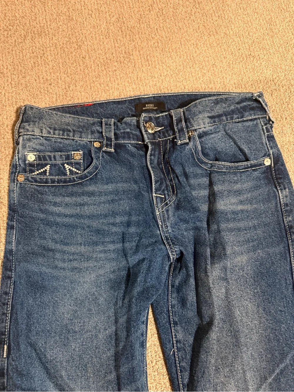 True Religion men’s Blue Denim Jeans - relaxed Straight Fit